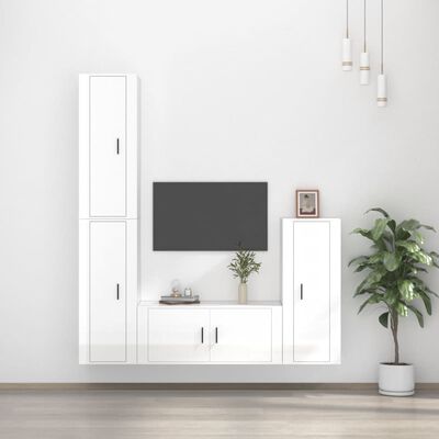 vidaXL Set de muebles de TV 4 pzas madera contrachapada blanco brillo