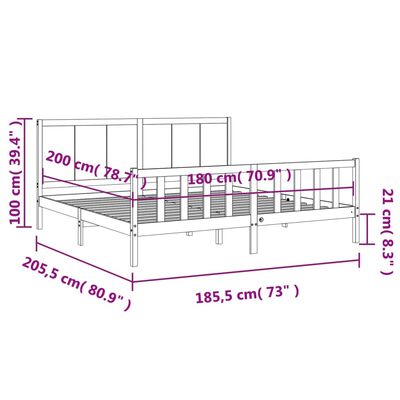 vidaXL Estructura cama de matrimonio con cabecero madera maciza blanco