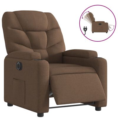 vidaXL Sillón reclinable eléctrico de tela marrón