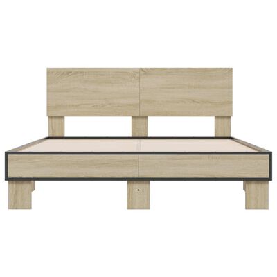 vidaXL Estructura cama madera ingeniería metal roble Sonoma 140x200 cm