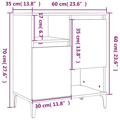 vidaXL Aparadores 2 uds madera contrachapada blanco 60x35x70 cm