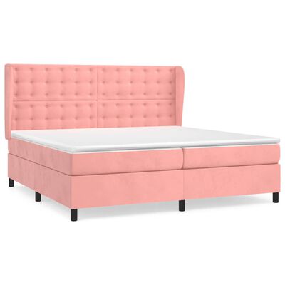 vidaXL Cama box spring con colchón terciopelo rosa 200x200 cm