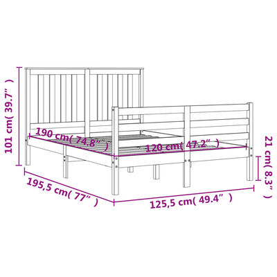 vidaXL Estructura de cama de matrimonio con cabecero madera maciza