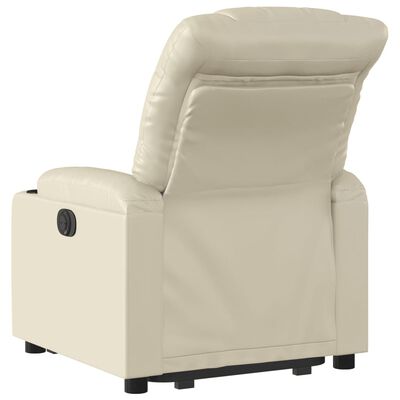 vidaXL Sillón reclinable elevable cuero artificial color crema