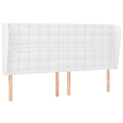 vidaXL Cabecero con orejas cuero sintético blanco 203x23x118/128 cm