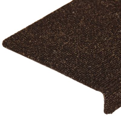 vidaXL Alfombrilla de escaleras 15 uds tela punzonada marrón 65x21x4cm