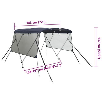 vidaXL Toldo bimini 3 arcos con paredes laterales de malla