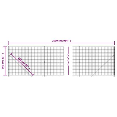 vidaXL Cerca de alambre con brida gris antracita 1,6x25 m