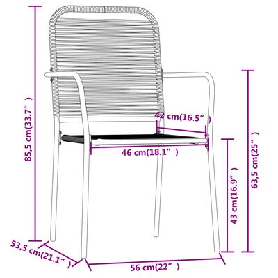 vidaXL Juego de comedor de jardín 7 piezas negro