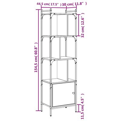 vidaXL Estantería con puerta madera negra 44,5x30x154,5 cm