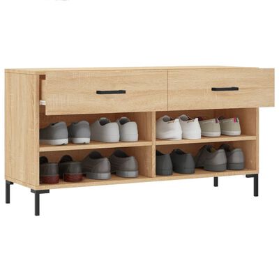 vidaXL Banco zapatero madera de ingeniería roble Sonoma 102x35x55 cm