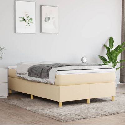 vidaXL Cama box spring con colchón tela color crema 120x200 cm