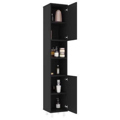 vidaXL Juego de muebles de baño 3 pzas madera ingeniería negro