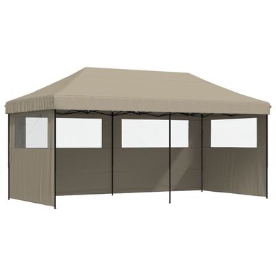 vidaXL Tienda de fiesta plegable Pop-Up con 3 paredes laterales taupe