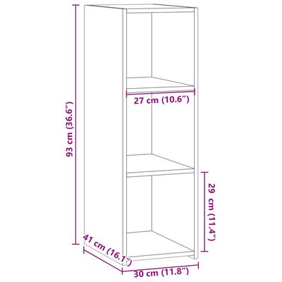 vidaXL Aparador de madera contrachapada gris hormigón 30x41x93 cm