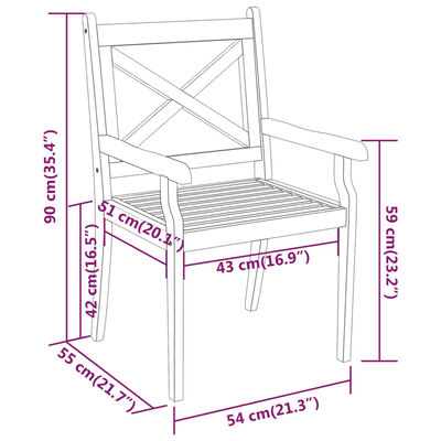 vidaXL Juego de comedor de jardín 7 piezas madera maciza de acacia