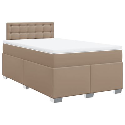 vidaXL Cama box spring con colchón cuero sintético capuchino 120x200cm