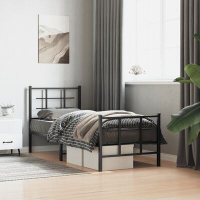 vidaXL Estructura cama sin colchón con estribo metal negro 75x190 cm