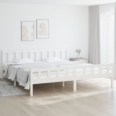 vidaXL Estructura de cama madera maciza blanco Supe King 180x200 cm