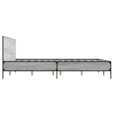 vidaXL Estructura cama madera ingeniería metal gris Sonoma 160x200 cm