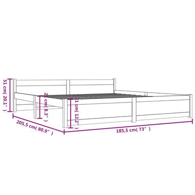 vidaXL Estructura de cama madera maciza 180x200 cm