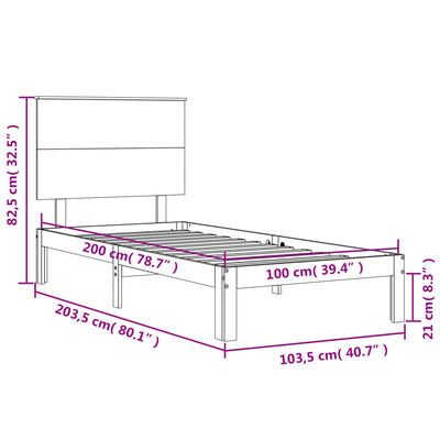 vidaXL Estructura de cama con cabecero madera maciza blanco 100x200 cm