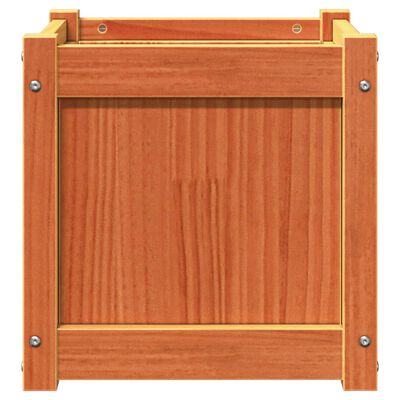 vidaXL Jardinera exterior madera maciza pino marrón cera 40x40x40 cm