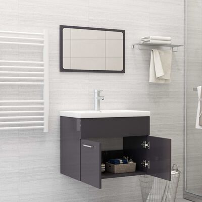 vidaXL Juego de muebles de baño madera de ingeniería gris brillo