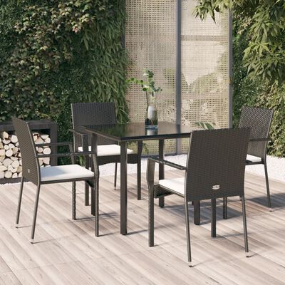 vidaXL Set de muebles jardín 5 pzas con cojines ratán sintético negro