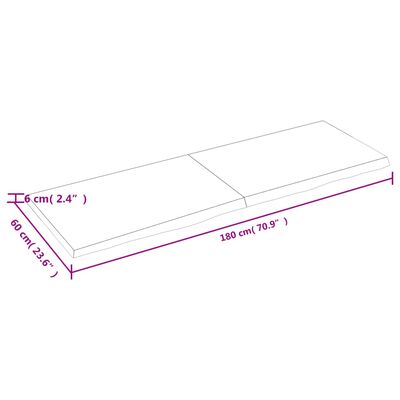 vidaXL Encimera de baño madera maciza sin tratar 180x60x(2-6) cm