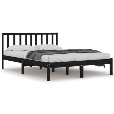 vidaXL Estructura de cama madera maciza Super King negra 180x200 cm