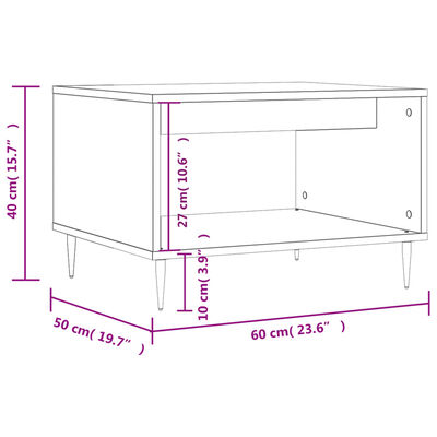 vidaXL Mesa de centro madera de ingeniería marrón roble 60x50x40 cm