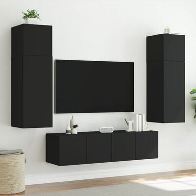 vidaXL Mueble de TV de pared con luces LED negro 80x35x41 cm