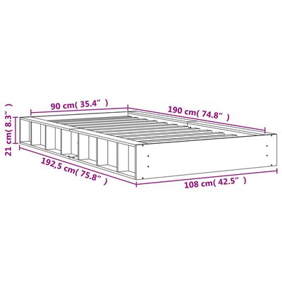 vidaXL Estructura de cama sin colchón madera maciza marrón 90x190 cm