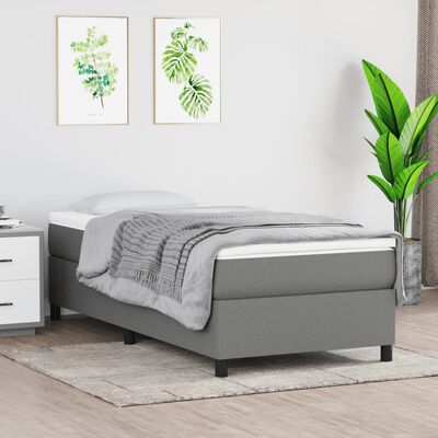 vidaXL Cama box spring con colchón tela gris oscuro 80x200 cm