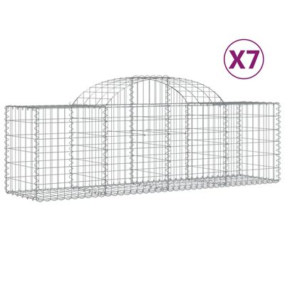 vidaXL Cestas de gaviones 7 uds forma de arco hierro 200x50x60/80 cm