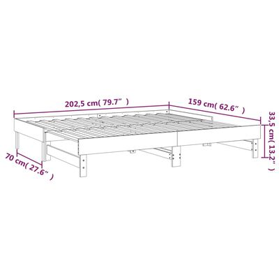 vidaXL Sofá cama extraíble madera de pino marrón miel 2x(80x200) cm