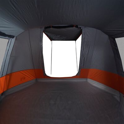 vidaXL Tienda de camping con túnel 4 personas impermeable gris naranja