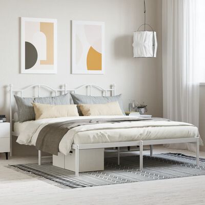 vidaXL Estructura cama sin colchón con cabecero metal blanco 160x200cm