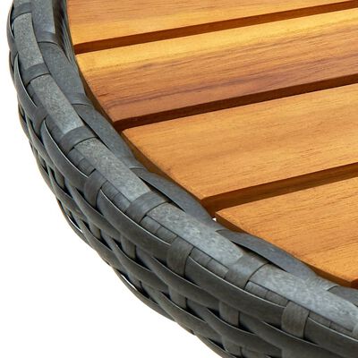 vidaXL Mesa de centro ratán sintético y madera maciza de acacia 60 cm