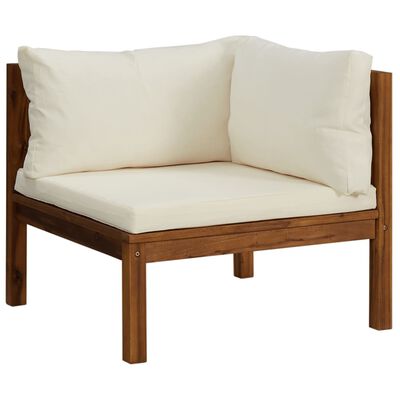 vidaXL Set de muebles de jardín 8 pzas con cojín crema acacia maciza