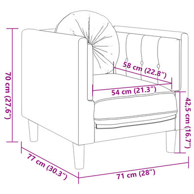 vidaXL Sillón con cojín de cuero sintético de ante marrón