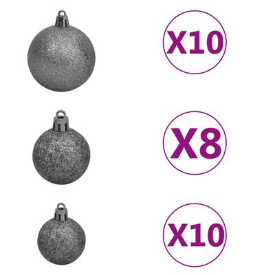 vidaXL Árbol de Navidad artificial con luces y bolas 910 ramas 210 cm