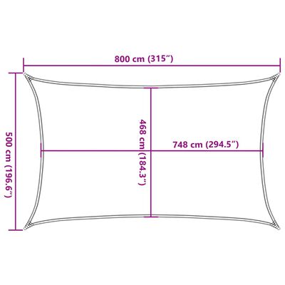 vidaXL Toldo de vela poliéster oxford 100% arena 8x5 m