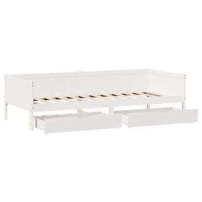 vidaXL Sofá cama con cajones madera maciza de pino blanca 90x190 cm