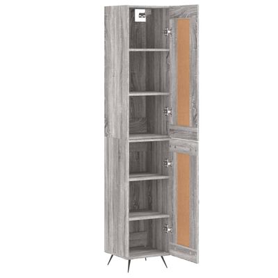 vidaXL Aparador alto madera contrachapada gris Sonoma 34,5x34x180 cm