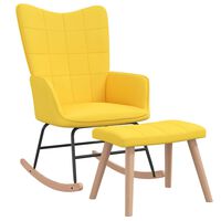 vidaXL Silla mecedora con reposapiés tela amarillo mostaza