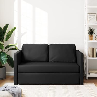 vidaXL Sofá cama de suelo 2 en 1 cuero sintético negro 112x174x55 cm