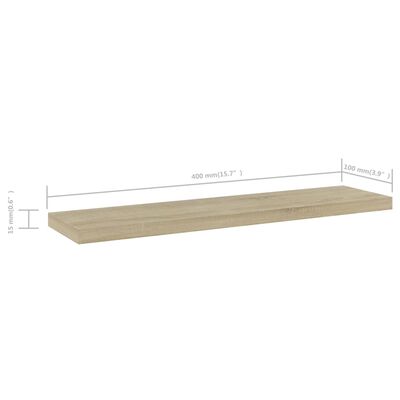 vidaXL Estante estantería 4 uds contrachapada roble Sonoma 40x10x1,5cm