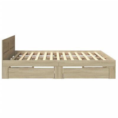 vidaXL Cama con cabecero madera de ingeniería roble Sonoma 200x200 cm